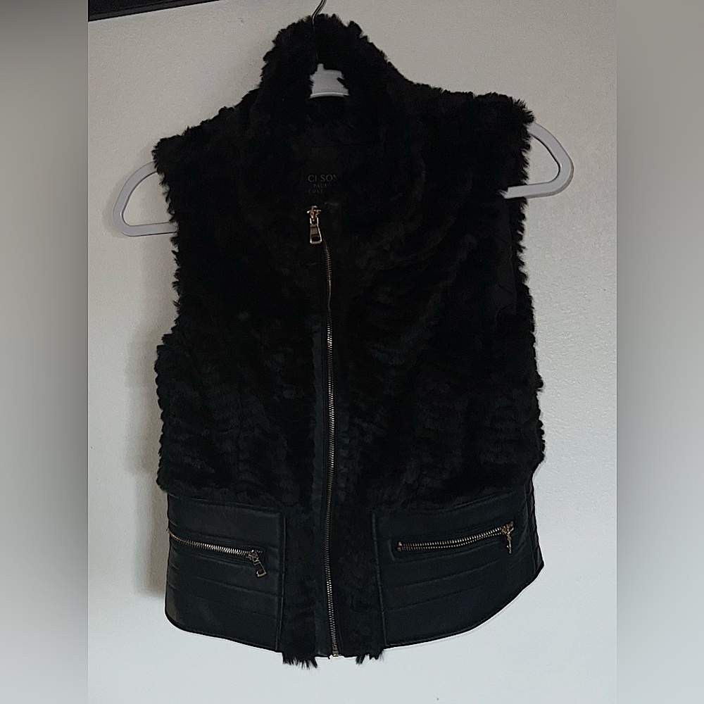 Black Faux Fur Vest